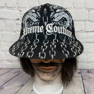 Xtreme Couture Baseball Hat Cap Stretch Fit Black Size L/XL Animal Print Wolf
